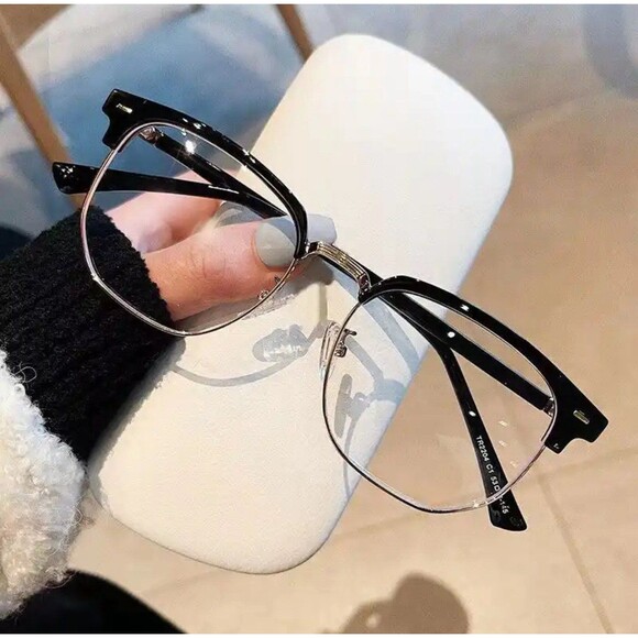 Fashion unisex square Plain glasses for men women Metal frame glasses polygon - Picture 10 of 11
